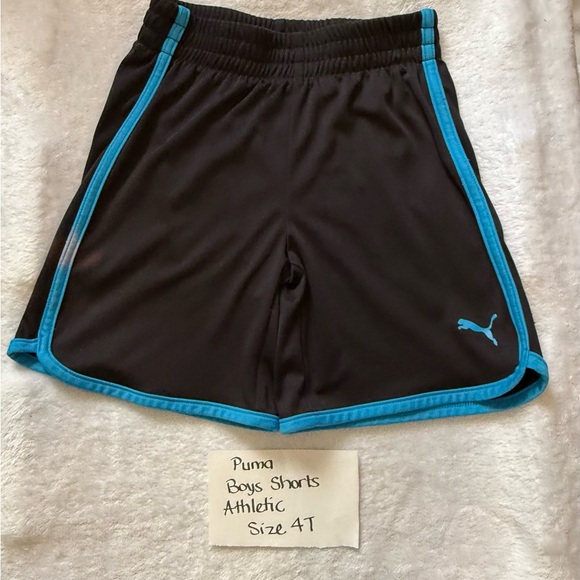 Puma Kids Black Shorts with Blue Accents - Picture 1 of 5